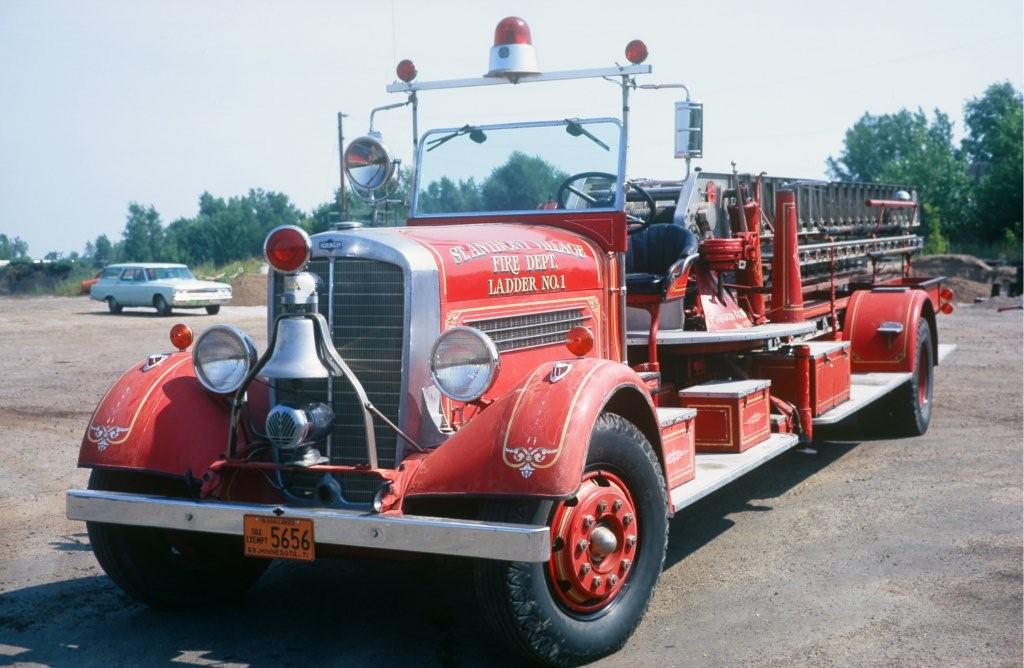 Pirsch ladder truck with a 65 foot steel ladder